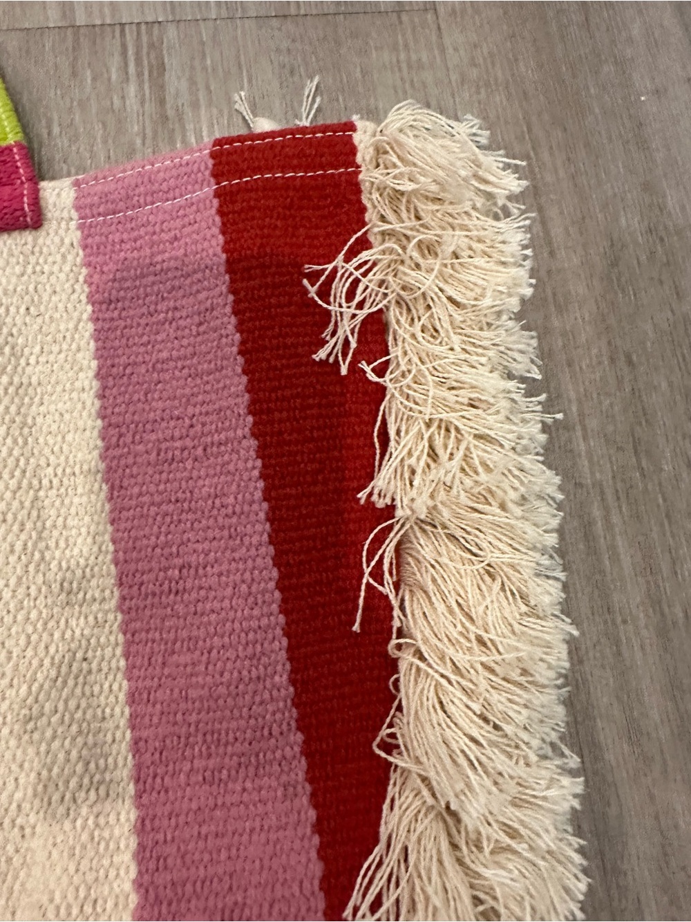 Antik Kraft Multicolor Striped Tote - White, Pink, Green, Yellow, Blue - Picture 5 of 7